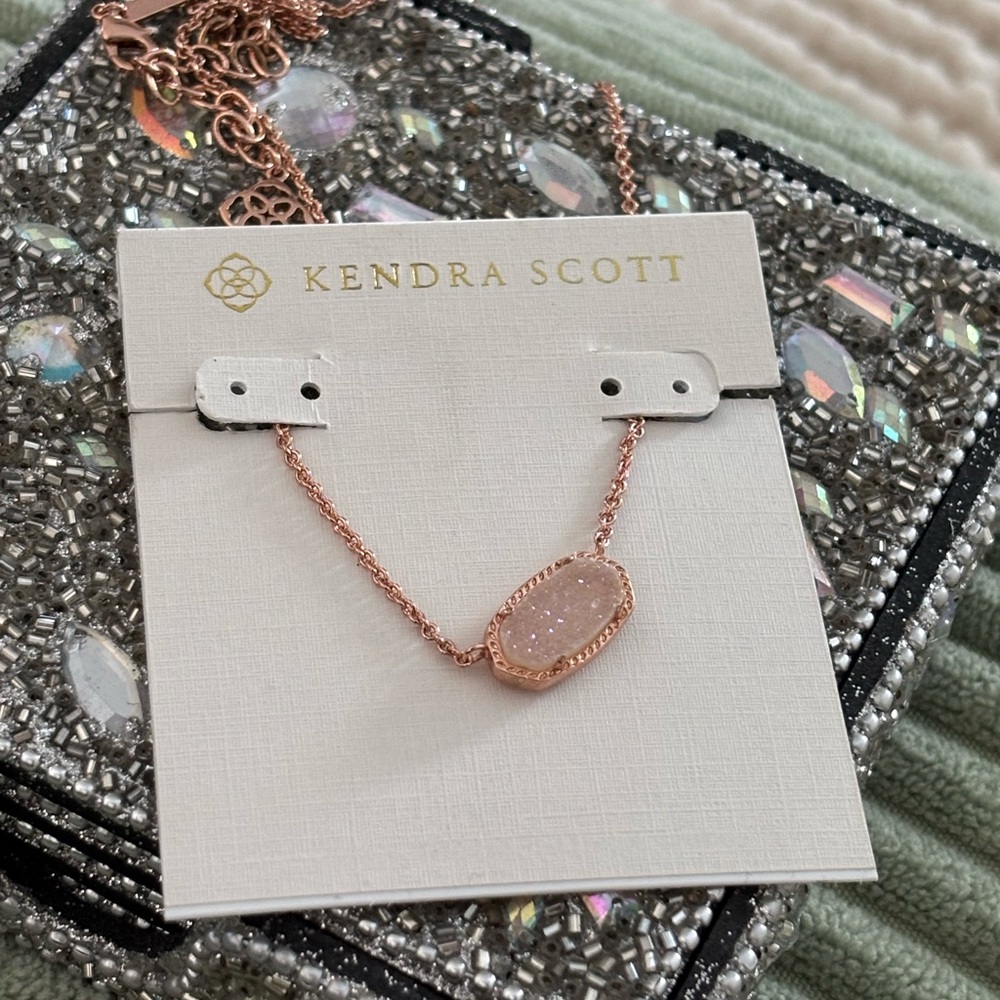 Kendra Scott elise drusy rose gold Pendant Necklace Elise new w tag and dust bag